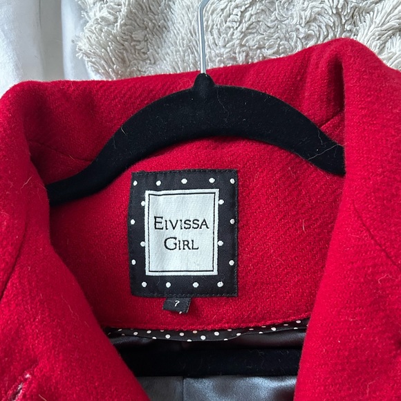 Lovely Kids Red Wool blend coat with silky lining - Picture 3 of 3